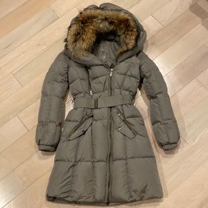 Add Down genuine fur collar oversized hood parka coat long jacket